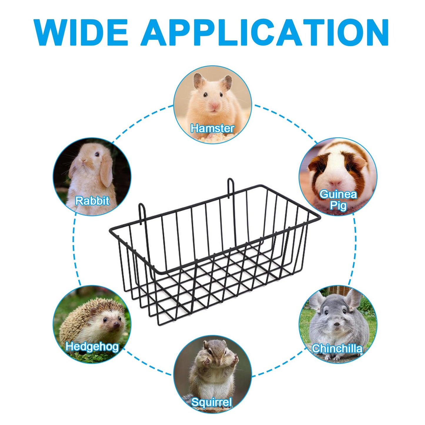 Voittozege 4 Pcs Rabbit Hay Feeder, Heavy Duty Metal Rabbit Hay Rack with Hooks Small Animal Cage Accessories Bunny Hay Feeder Holder Pet Grass Rack for Guinea Pig Chinchillas