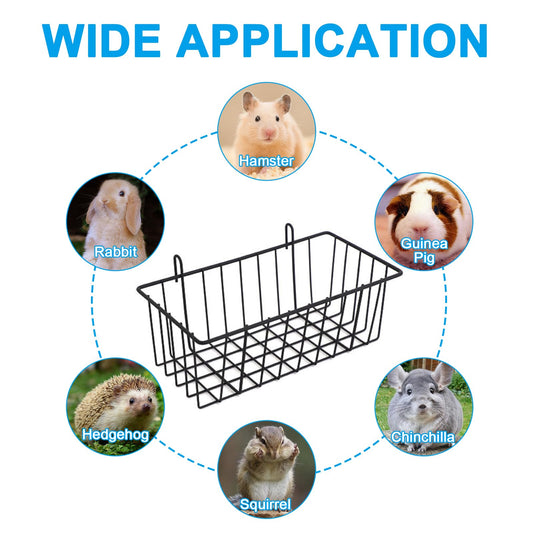 Voittozege 4 Pcs Rabbit Hay Feeder, Heavy Duty Metal Rabbit Hay Rack with Hooks Small Animal Cage Accessories Bunny Hay Feeder Holder Pet Grass Rack for Guinea Pig Chinchillas