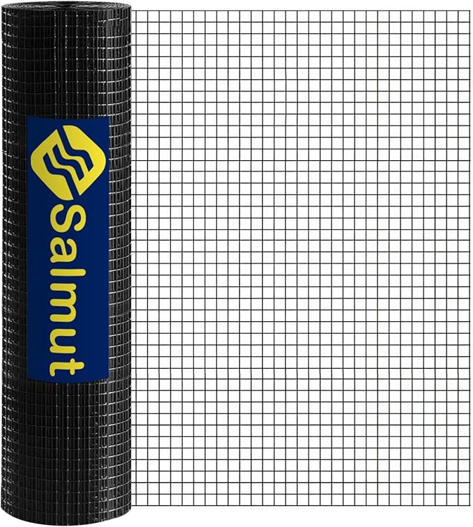Black Hardware Cloth 1/2 in. x 2 ft. x 50 ft. 19-Gauge, Vinyl Coated Chicken Wire Mesh Roll, Welded Wire Fencing, Garden Fence, Chicken Wire Fence Roll