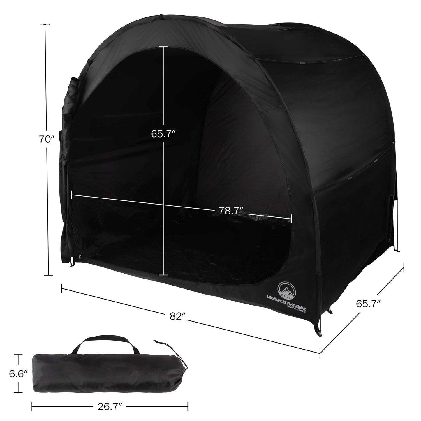 Bike Storage Shed - 6.5x5.3x5.3 Bike Cover Holds up to 4 Bicycles - Water and UV-Resistant Pop Up Tent with Carry Bag by Wakeman Outdoors (Black)