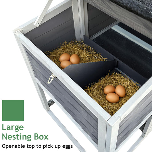 Yafylly 122" Wooden Chicken Coops for 3-4 Chickens, Outdoor Chicken Coop with Run, Nesting Box, Perch, Ramp, Sliding Tray, Waterproof Roof, Poultry Cage Duck Coop Rabbit Hutch for Backyard, Gray