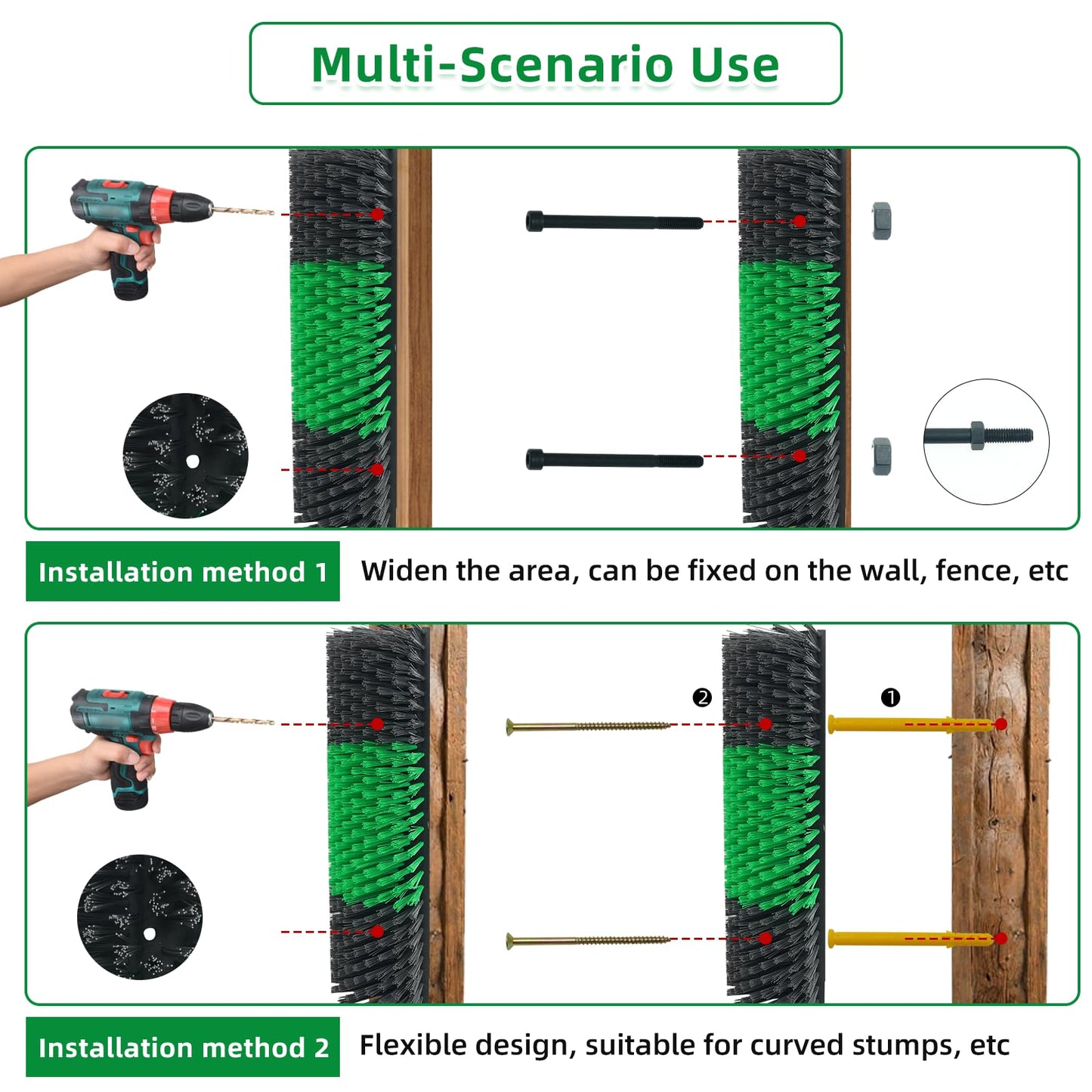 Widen Livestock Scratching Brush Horse Scratcher Full Massage Grooming Brush Animal Back Itch Relief With 16 Screws for Goat，Cattle, Sheep, Horses, Pigs (Green)