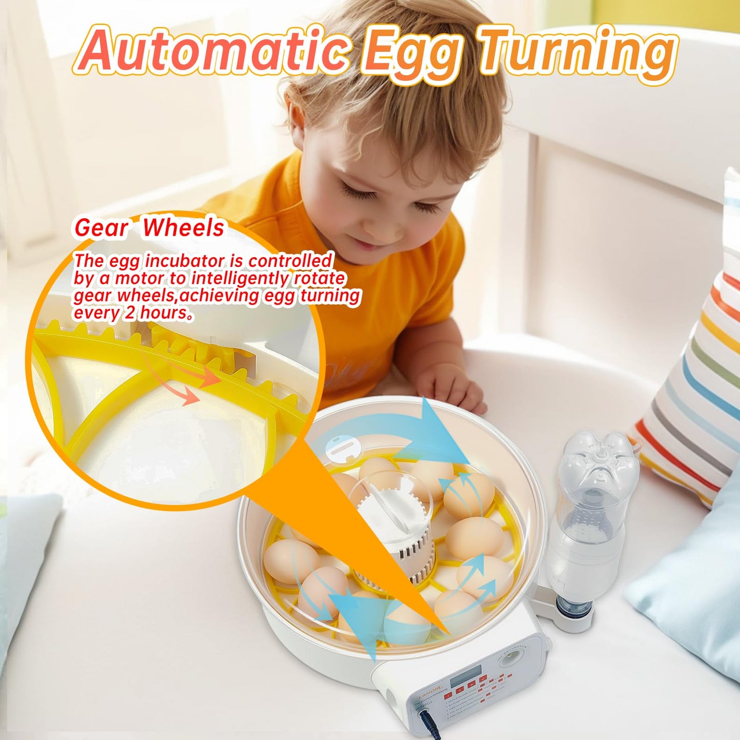 JANOEL Automatic Egg Incubator12-32 Eggs for Hatching Chick,Duck,Goose,Quail & Pigeons with Auto Egg Turnner/Fahrenheit Temperature+Humidity LED Display/Built-in Egg Candler/Perfect for Beginners