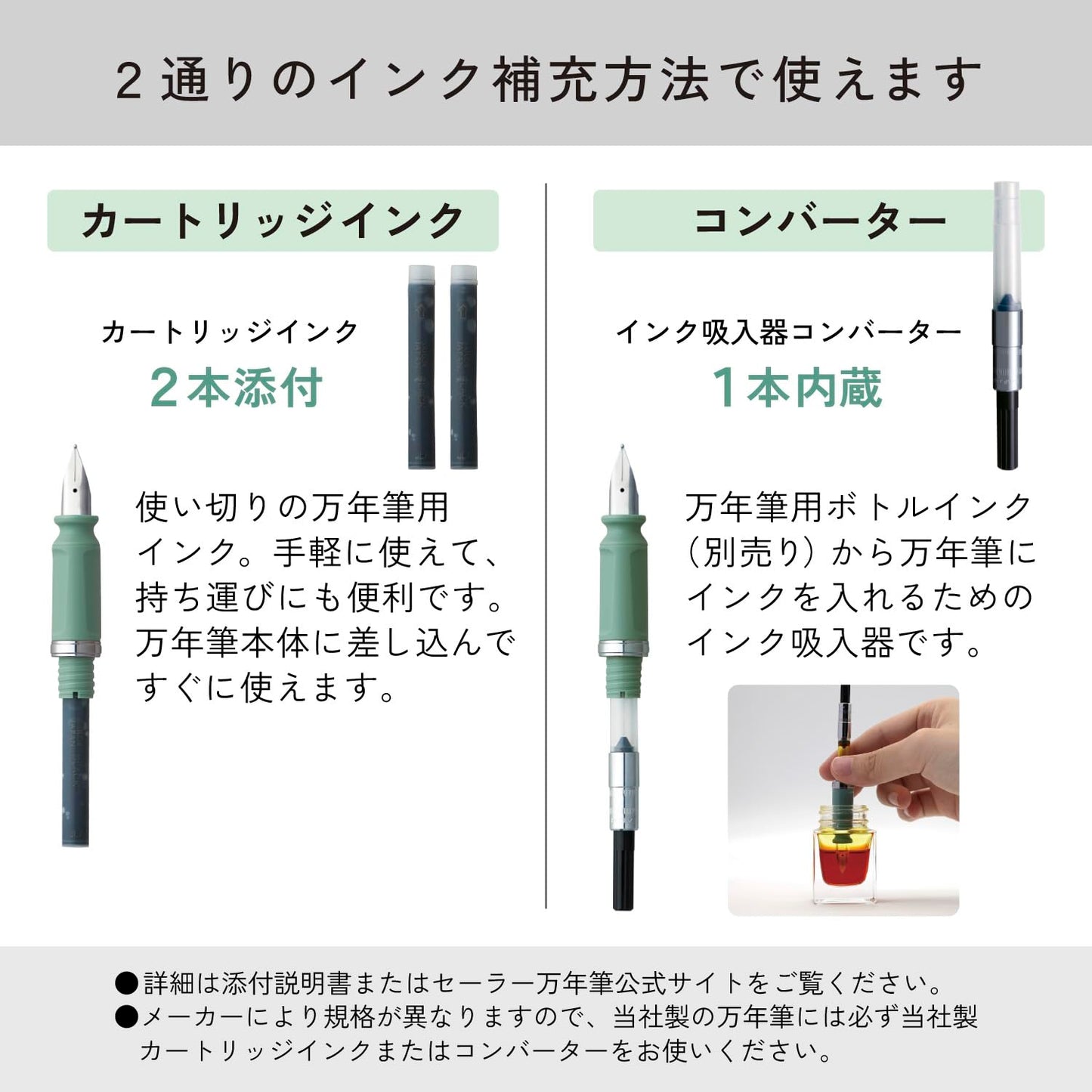 Sailor Fountain Pen TUZU ADJUST, Rotating Nib Feature and Natural Fit Grip, Includes 2 Ink Cartridges and Converter, Beginner, Everyday Use, Light Blue, Fine Point, 12-0541-241