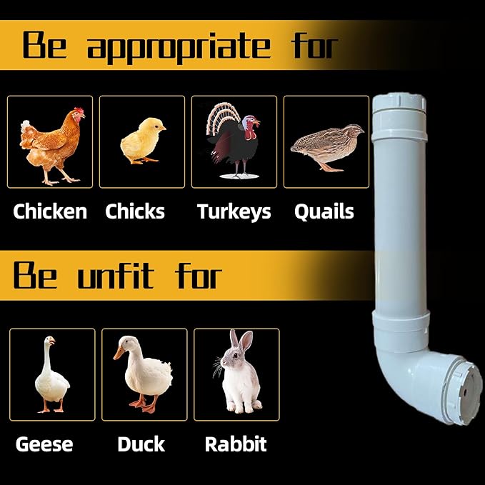 Automatic Chicken Waterer-Hanging PVC Poultry Watering System for Coops, DIY Kit for Hens, Ducks, Rabbits, and Small Animals (2 Pack)