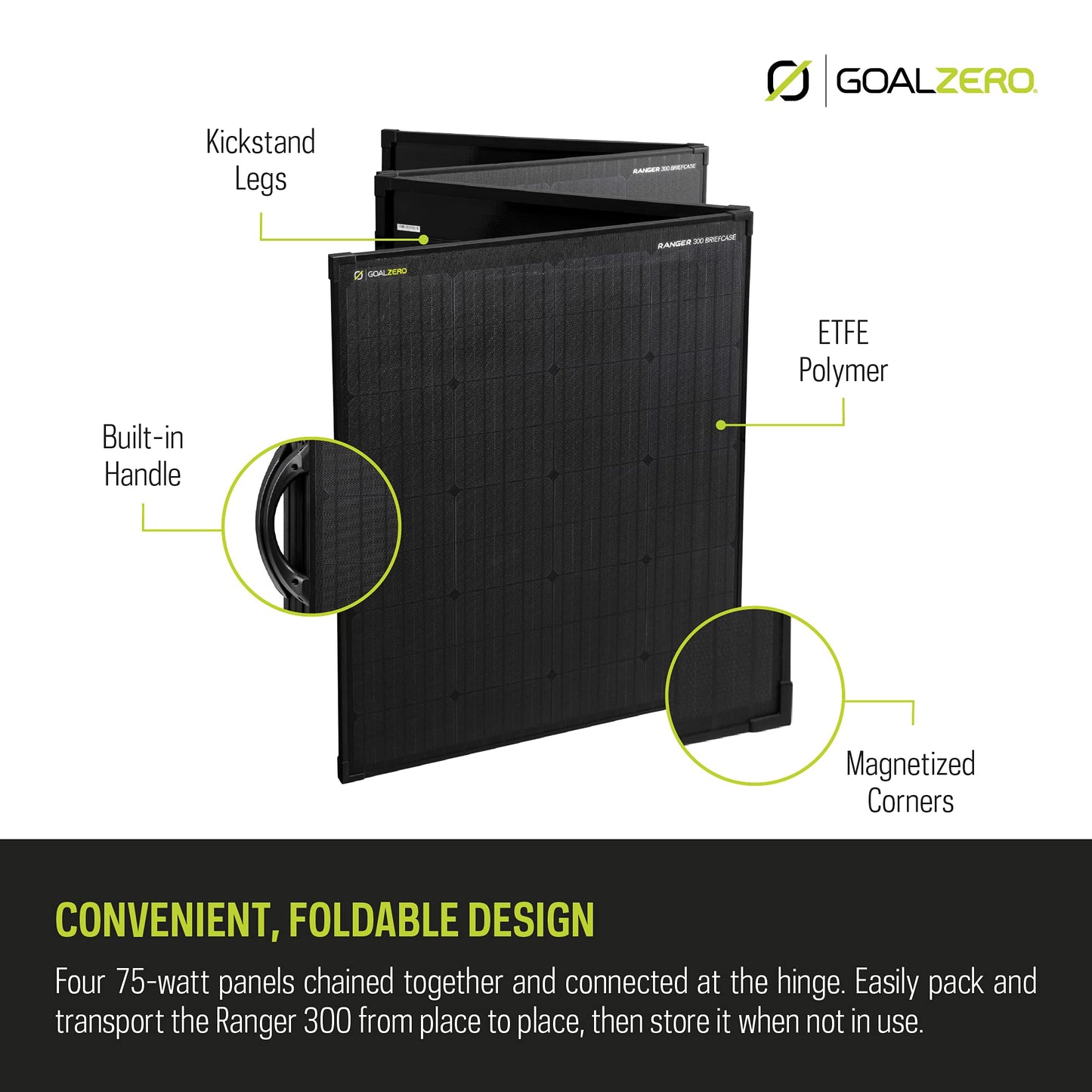 Goal Zero Ranger 300 Briefcase Solar Panels, Portable 300-Watt Solar Panels, Flexible Solar Panel for Outdoor Charging Station