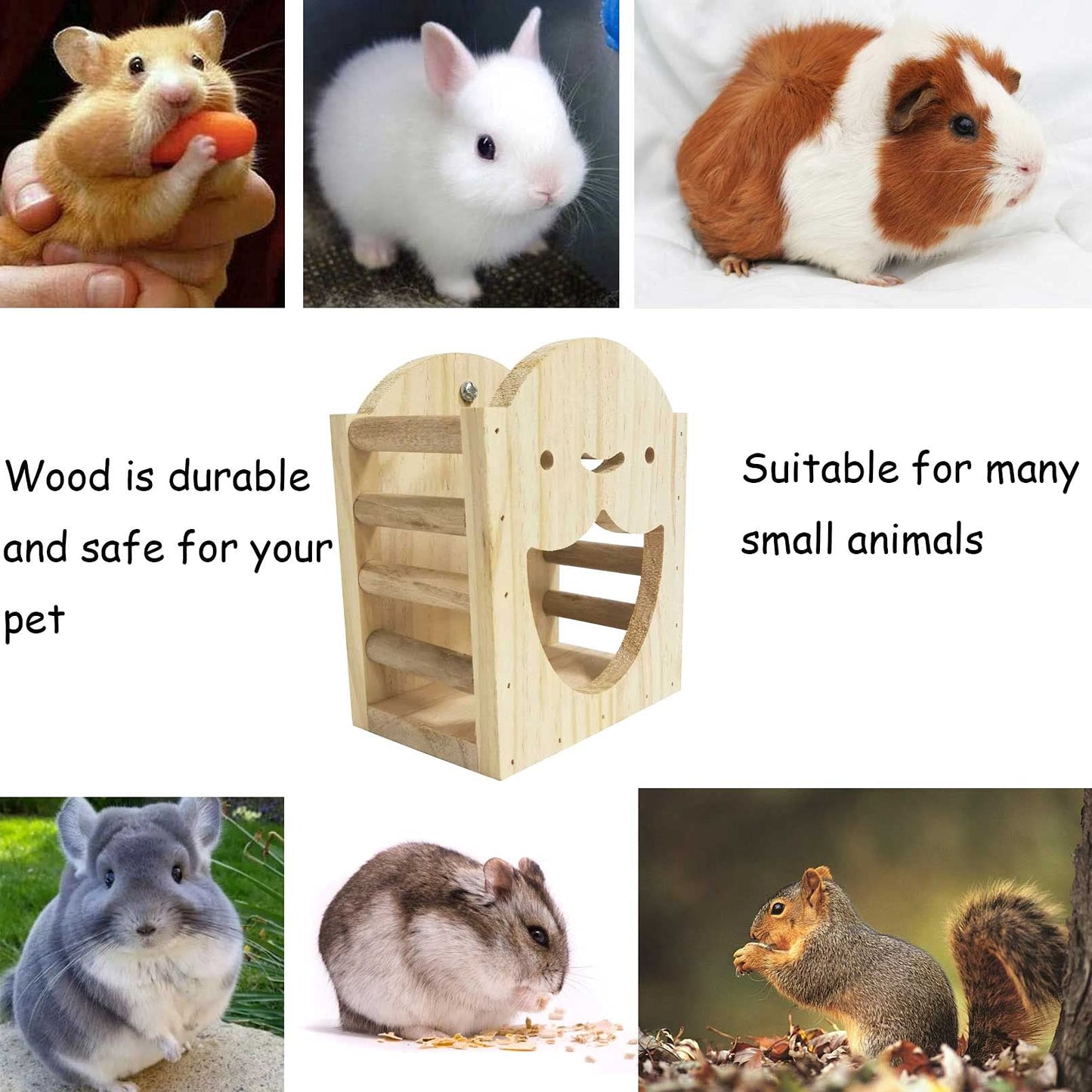 kathson Rabbit Hay Feeder Rack Wood Grass Holder Less Wasted Hay Box Food Feeding Manger Hanging Hay Dispenser for Bunny Chinchilla Guinea Pigs Small Animals