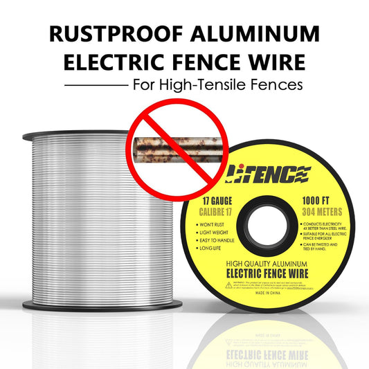Lifence 1000 ft 17 Gauge Aluminum Electric Fence Wire for Garden Fence, Electric Fence, Chicken Wire Fence,High Conductivity and Durability