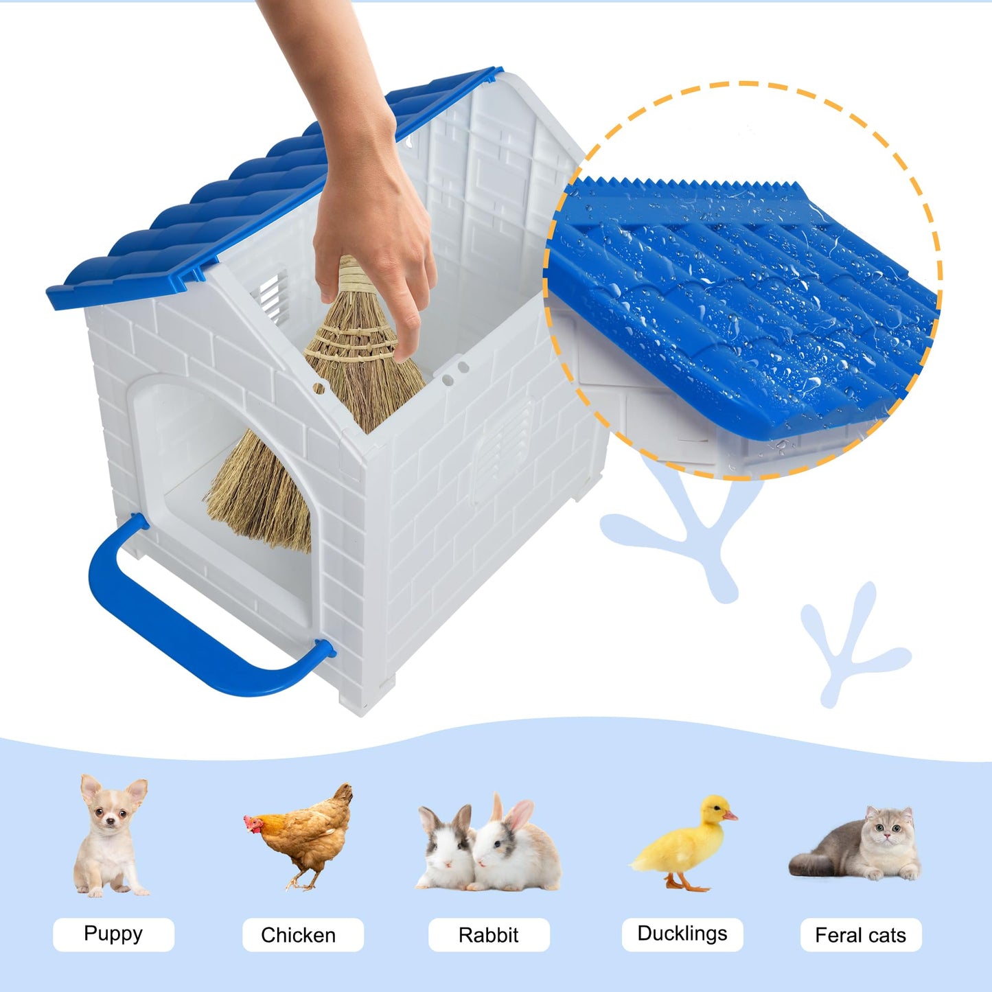 CSQOO Chicken Nesting Box, Waterproof Hens Nesting Boxes with Chicken Nesting Pads for Laying Eggs, Wall Mount Nesting Boxes for Chickens, Duck, Rabbit, Poultry (Blue)