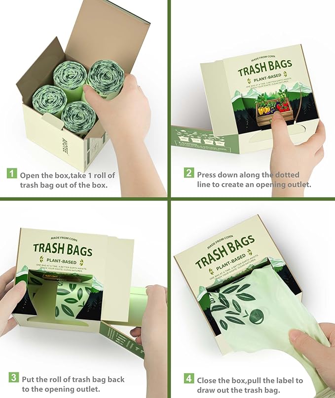 AYOTEE Small Compostable Trash Bags 3 Gallon Trash Bag with Handle, 11.36 Liter/100 Count Small Compost Bags 3 Gallon, Mini Biodegradable Compost Bags for Countertop Bin, Compostable Food Scrap Bag