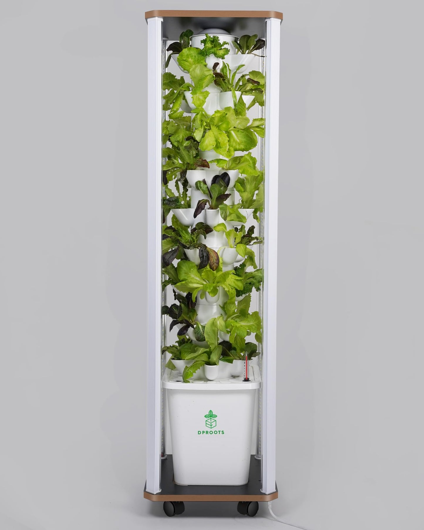 DPROOTS Hydroponics Tower Growing System，45 Pods Vertical Indoor Garden，360° Full-Spectrum Lights, Automatic Water Circulation System，Suitable for Leafy Greens and Herbs，Include Seed Starter Tray
