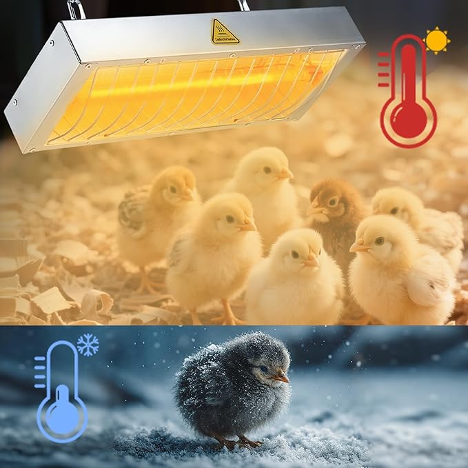 600W Chicken Coop Heater Bulb, Replacement Bulb Accessories for Chicken Heat Lamp, Brooder Heater Tubes for Chicks, Poultry, Pets, 4 Pack