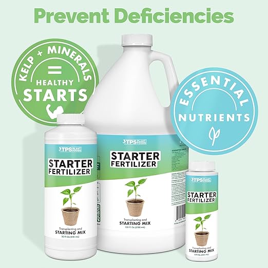 TPS NUTRIENTS Starter Plant Fertilizer, Gentle Complete Formula Plus Micronutrients for Starts and Transplants, Liquid Plant Food 8 oz (250mL)