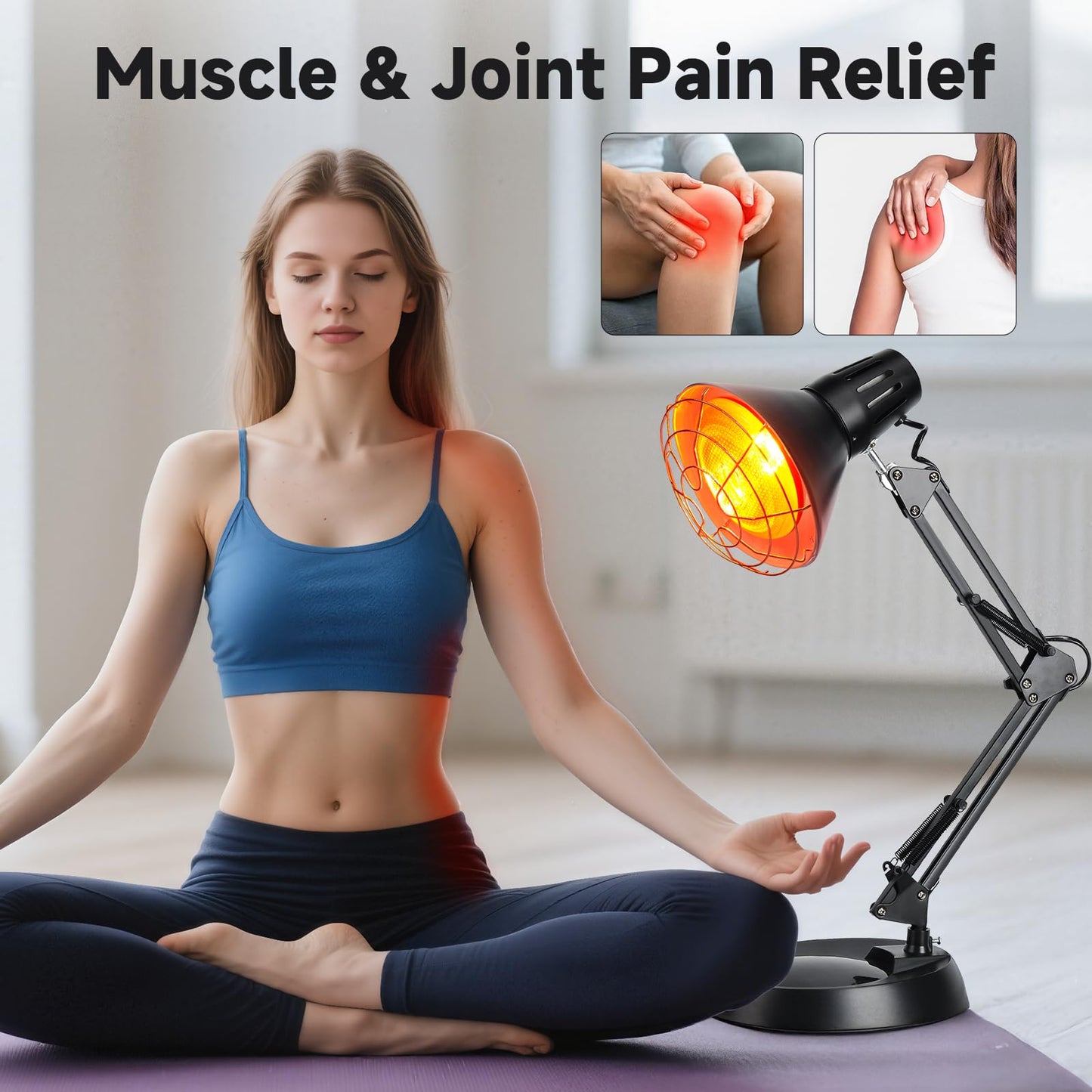 Infrared Heat Lamp with Timer, Red Light Therapy for Body Muscle Joint Pain Relief, 150W Near Infrared Bulb with Sturdy Adjustable Base