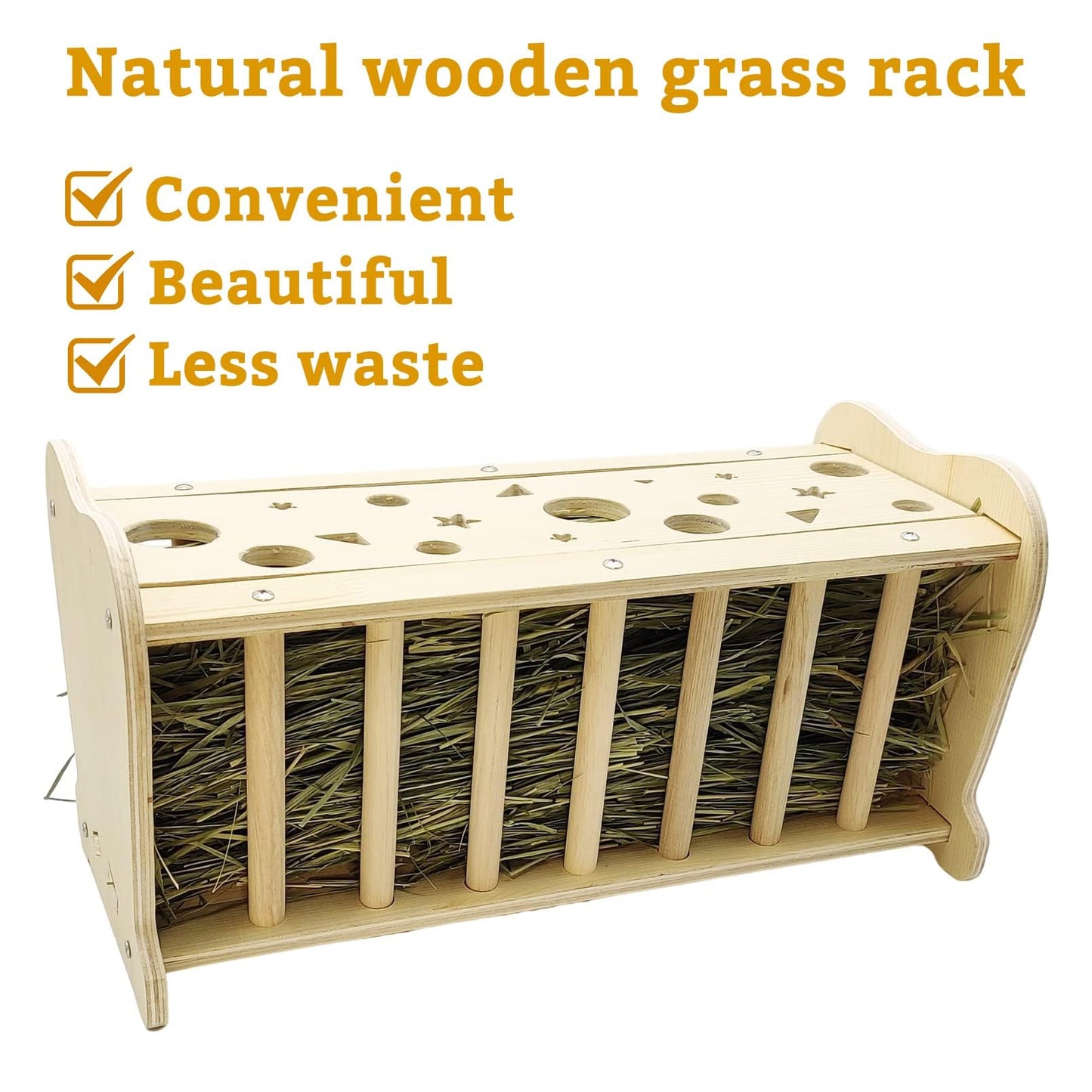 Hamiledyi Rabbit Hay Feeder Bunny Hay Holder Guinea Pig Hay Feeder Bunny Hay Manger Wooden Hay Rack Hay Dispenser Small Animal Hay Feeder Cage Accessories for Bunny Chinchilla Guinea Pigs