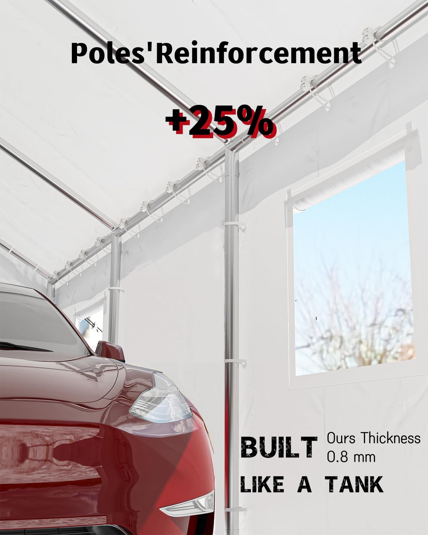 Hipicute 20x10x11 Ft Heavy-Duty Portable Garage with Canopy Top, Front and Back Doors, Roll-Up Windows, Carport Reinforced Structure for Cars, Trucks, Boats, and Parties - White