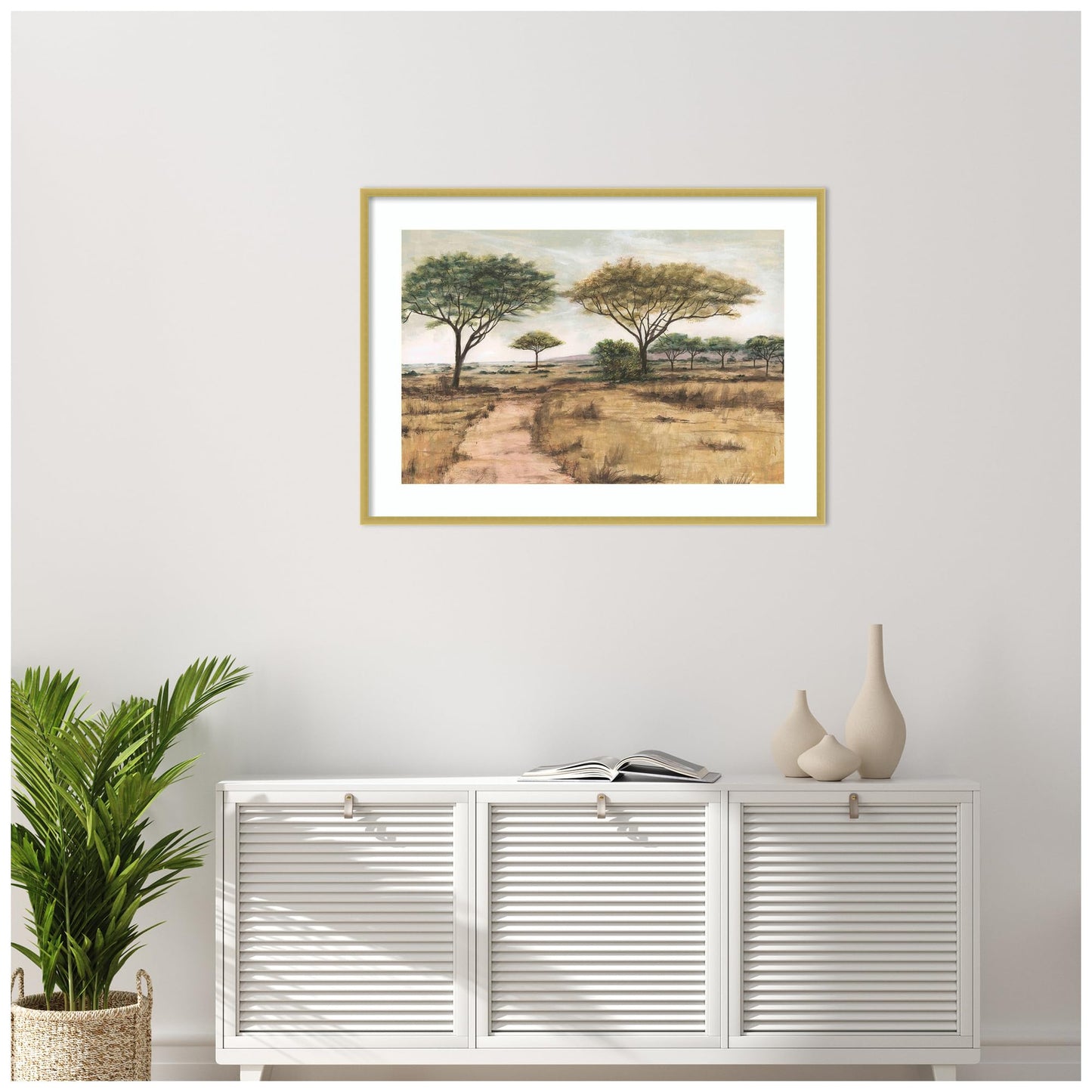 Amanti Art Framed Wall Art Print 30x41 Savanna Plain I by Michael Willett, Landscapes Wall Art, Rustic Farmhouse Decor, X-Large Poster Painting Artwork for Living Room, Bedroom, Bathroom, Kitchen