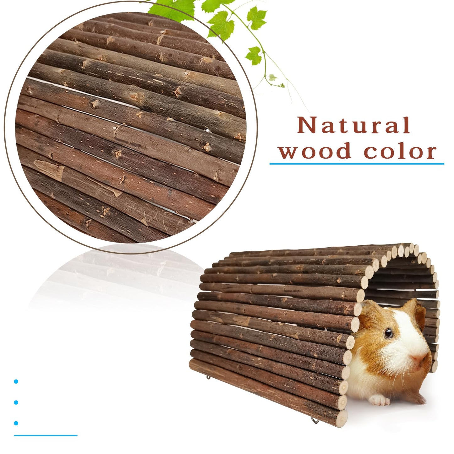 AGGQQA Guinea Pig Hideout Rabbit Hide Rat Cage Accessories Extra Large Wooden Tunnel Hut Hideaway for Pig Hideout Tortoise Hedgehog Ferret and Chinchilla