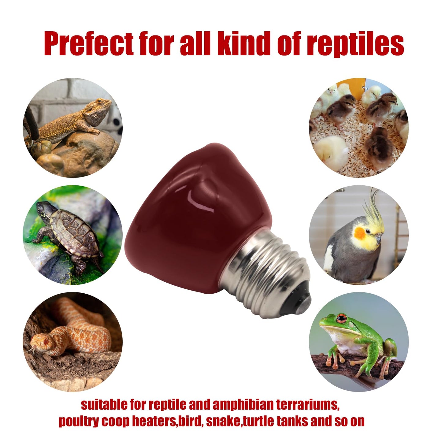 Abustle pig Mini Reptile Heat Lamp, 25w Infrared Ceramic Heat Emitter, No Light Emitting Reptile Heat Bulbs,Ceramic Heat Lamp for Amphibian, Chicken Coop,Cat, Turtle, Snake,Terrarium (2, 25 W)