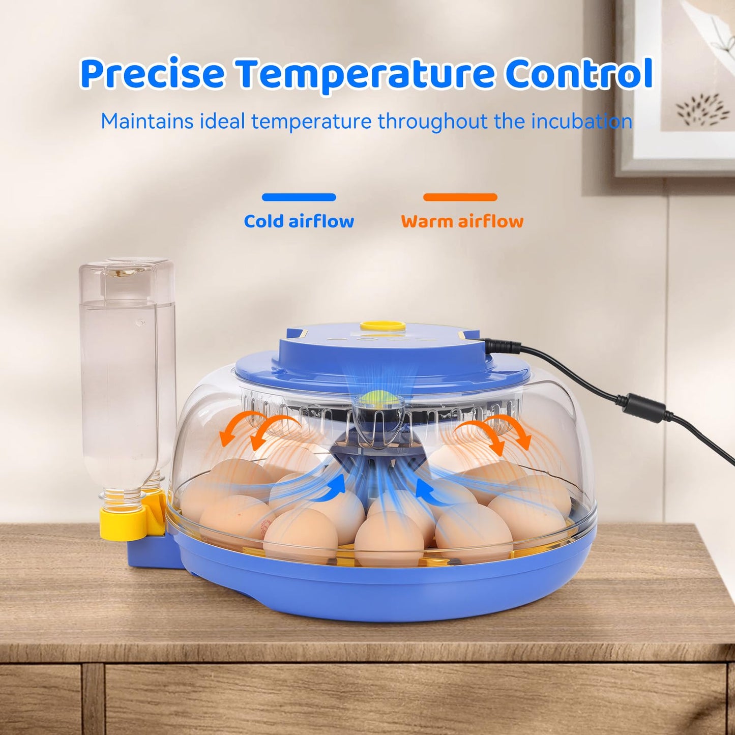 18 Egg Incubator with Automatic Egg Turning and Humidity Control, Incubators for Hatching Eggs, Chicken, Ducks, Goose, Pigeon, Quail, Parrot Incubator for Farm, Lab, Science Classroom, Home