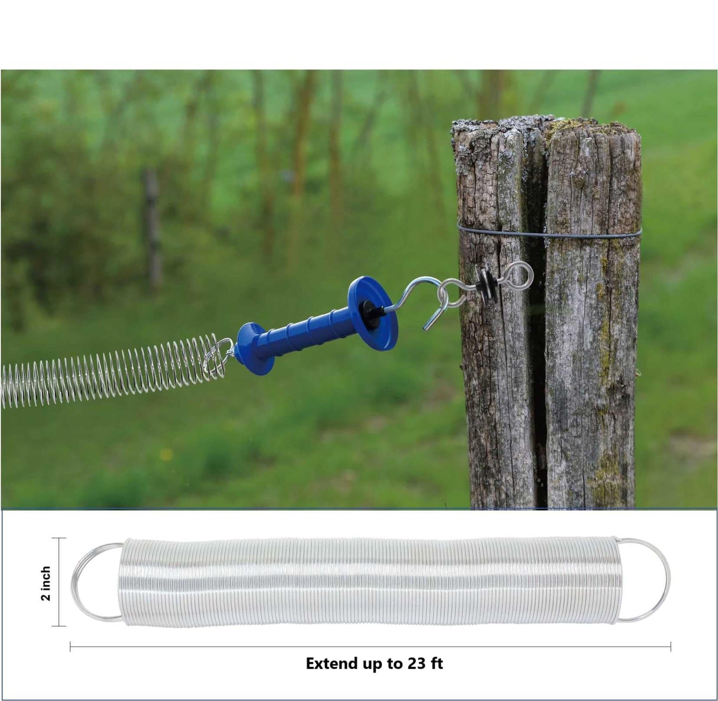 5 Pack Electric Fence Gate Big Tension Spring Extended up to 23 feet for Electric Fence Gate Livestock Fence Agricultural Fencing and Pasture