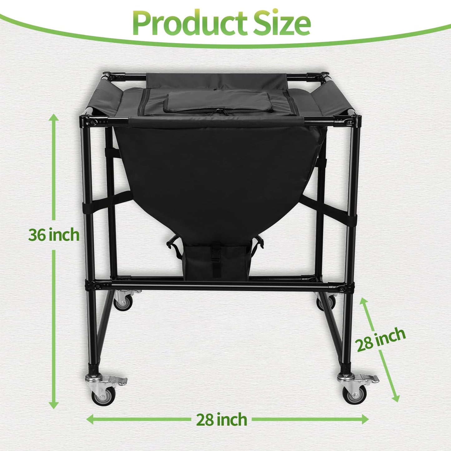 Urban Composting Bag 160L, Layered Harvest Design, Heavy-Duty Casters, All-Metal Frame + Oxford Fabric, Fertilizer Collection, Breathable Lid for Home, Garage, Basement, Kitchen