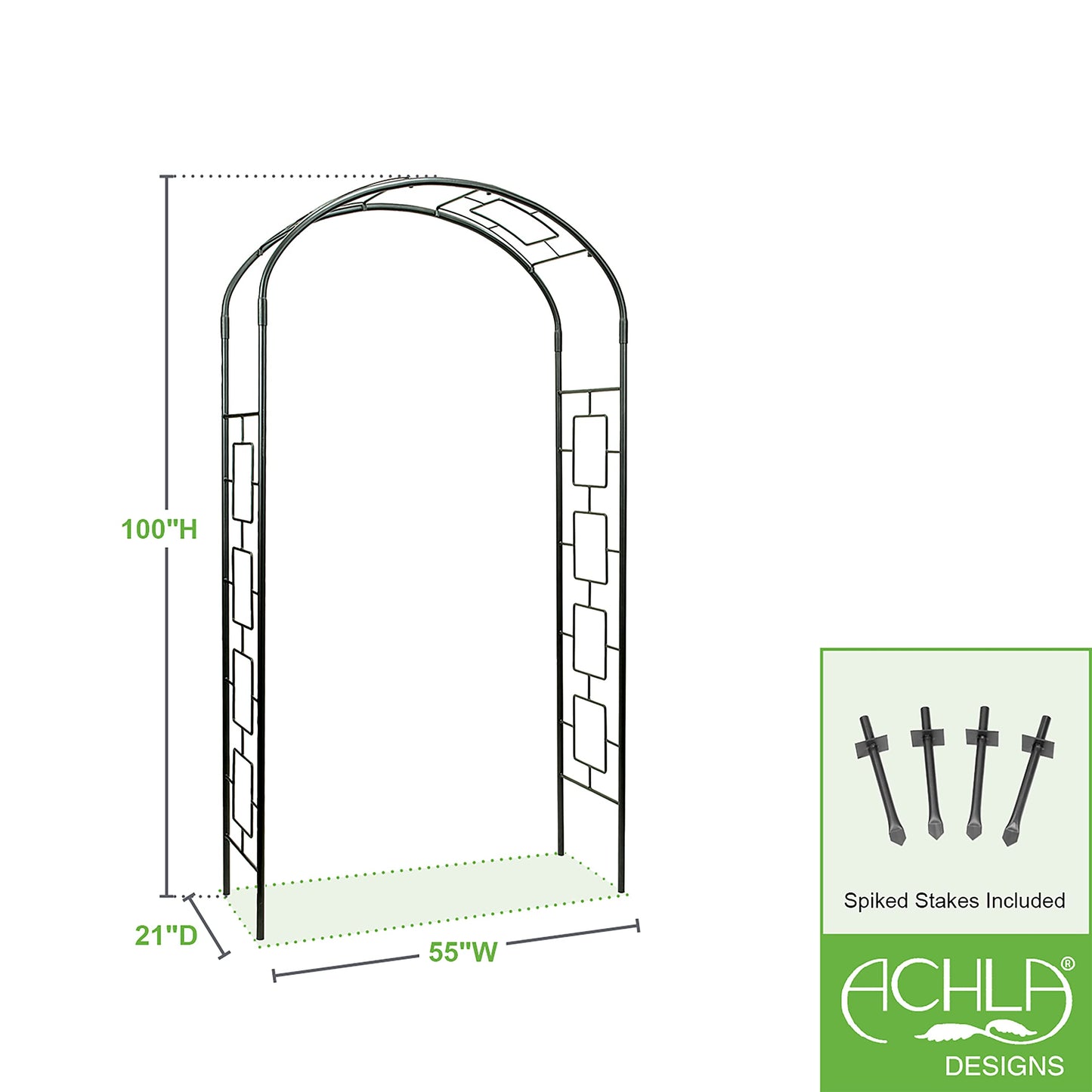 Achla Designs Modern Arbor Wrought Iron Garden Arch