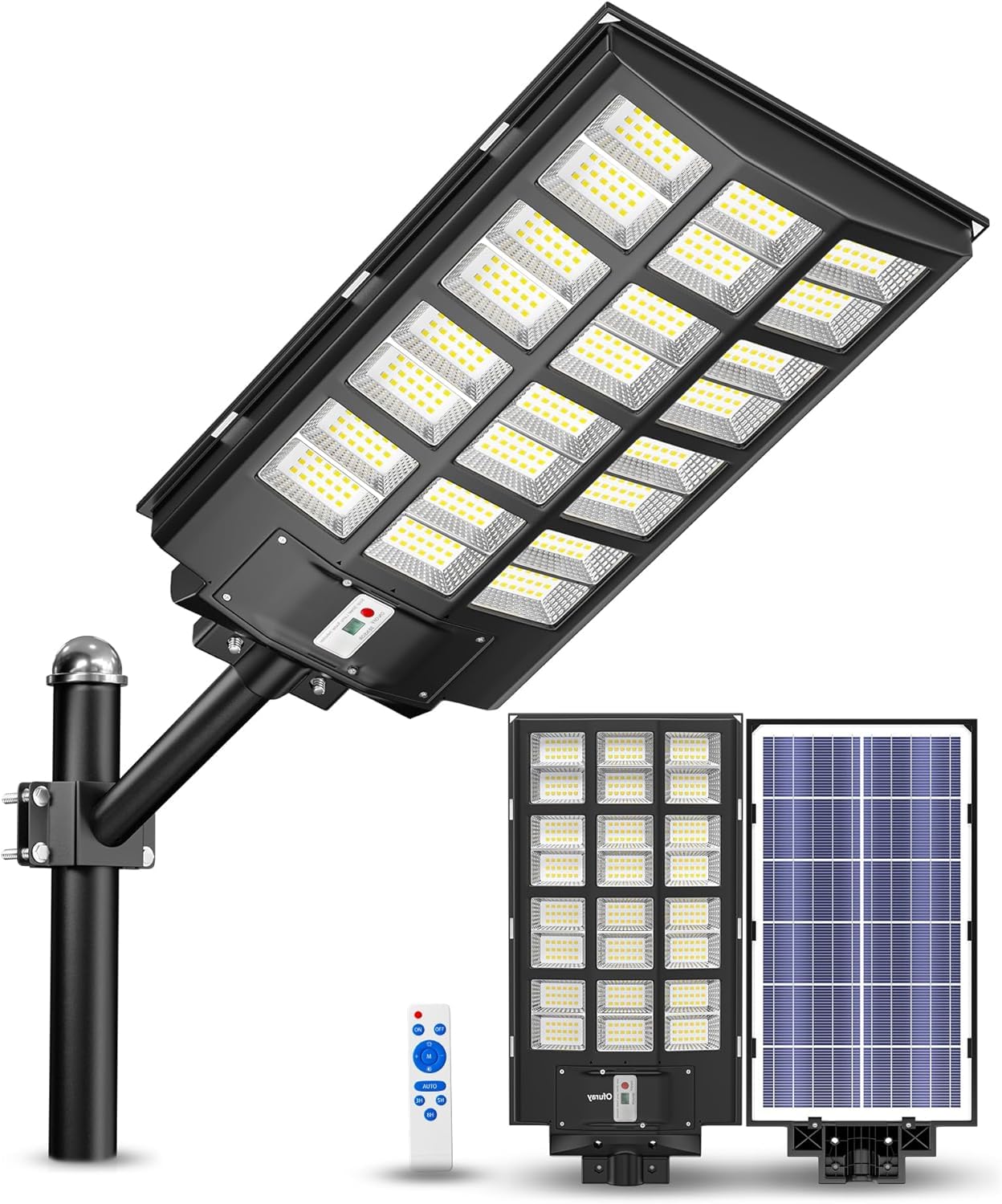 Ofuray Of-9800w Of-5600W and Of-8800W Solar Street Light Outdoor Waterproof,Solar Parking Lot Lights Commercial Dusk to Dawn, 6500k IP67 Street Led with Remote Control for Street,Court,Barn