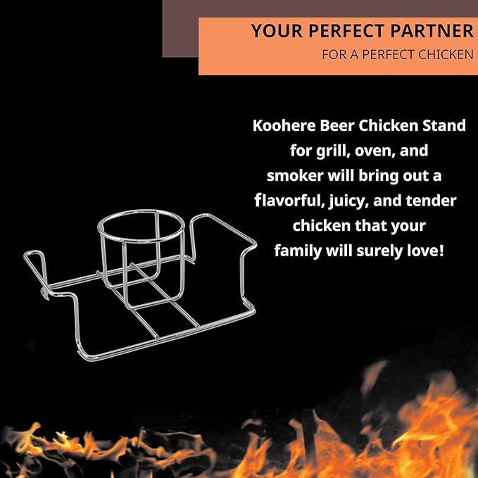 Beer Can Chicken Holder for Grill and Smoker, Premium Grade Stainless Steel Beer Chicken Stand with Handle (2 Pack)