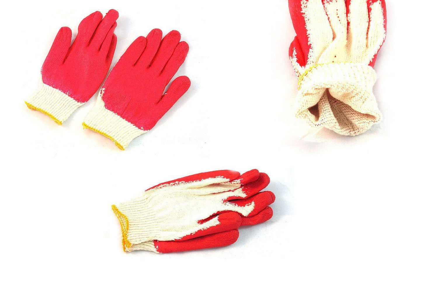 Better Grip 300 Pairs String Knit Red Palm Latex Dipped Gloves, Made in Korea -WRGKR300W/B