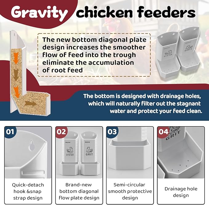 Chicken Grit and Oyster Shell Feeder for Chicken Coop - Hanging Dispenser for Hens & Chicks, Chicken Coop Accessory | Poultry Supplies