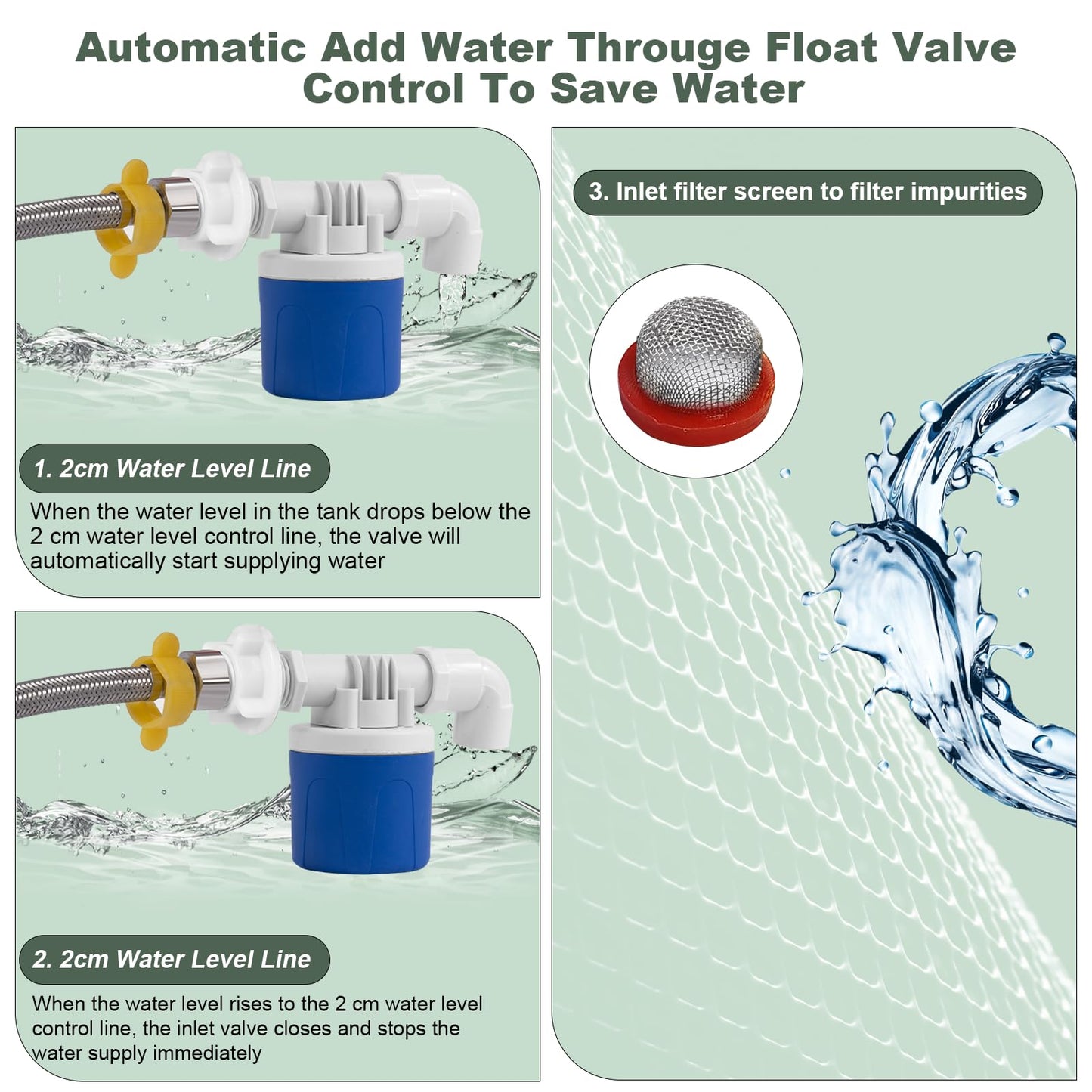 Automatic Chicken Waterer, Float-Controlled Chicken Water Feeder, Large Watering System with 60 Inch Water Hose (One End 3/4''), Poultry Waterer for Duck Quail Turkey Chick (2 Gallons, Red)