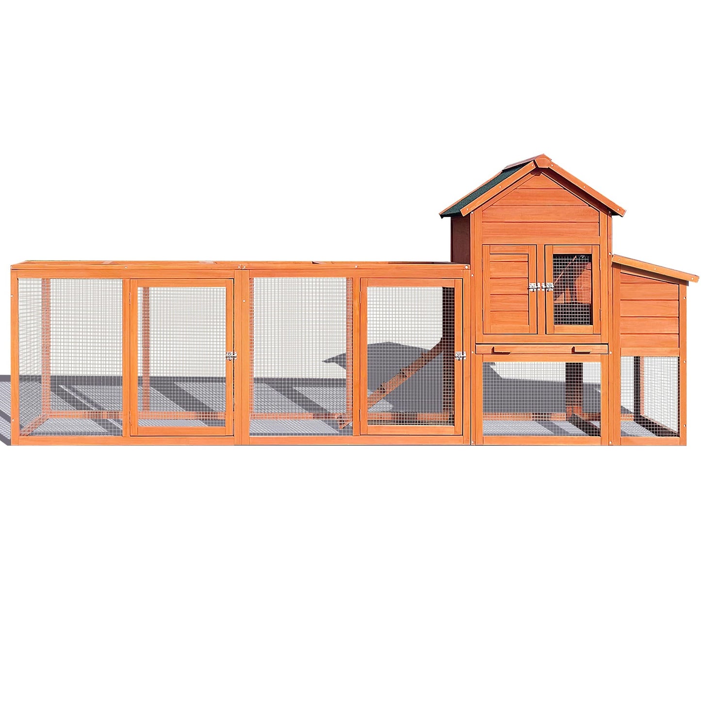 122" Wooden Chicken Coop, Outdoor Chicken Coop with Run for 3-5 Chickens, Hen House Duck Coop with Nesting Box, Chicken Perch and Ramp, Rabbit Hutch Poultry Cage for Backyard