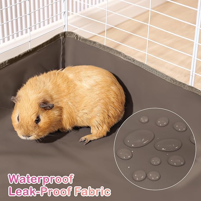 Waterproof Guinea Pig Cage Liner,Washable Tarp Bottom Base,Cage Liners for Small Animals,Hamster Chinchilla Hedgehog Ferret Rabbit. (Tan Brown-Paw, 12" X 24")