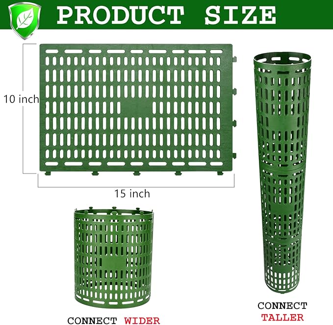 YGAOHF Tree Trunk Protector - 15 Pack Plant and Tree Guard Protector, Expandable Tree Bark Protector, Great Protection from Trimmers, Mowers, Animals (Green)