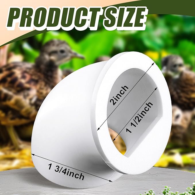 20 Pack Quail Feeders No Waste Chicken Feeder Port 1.5 Inch DIY Chick Feed Saver Quail Supplies for Coturnix Small Poultry Farm Bucket Bin Container