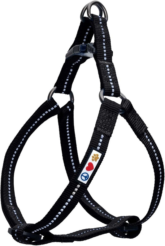 Pawtitas Recycled Dog Harness with Reflective Stitched a Puppy Harness Made from Plastic Bottles Collected from Oceans Large Black Sea