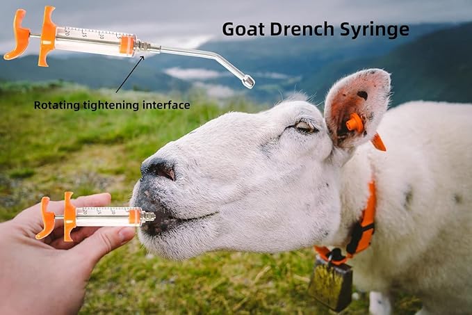 1 Pcs Goats Feed water filler, Drench Nozzle, Reusable, Adjustable Dosage, for Cattle, Sheep, Goats, Horse, Pig, Dog Supplies (Orange 20ml)