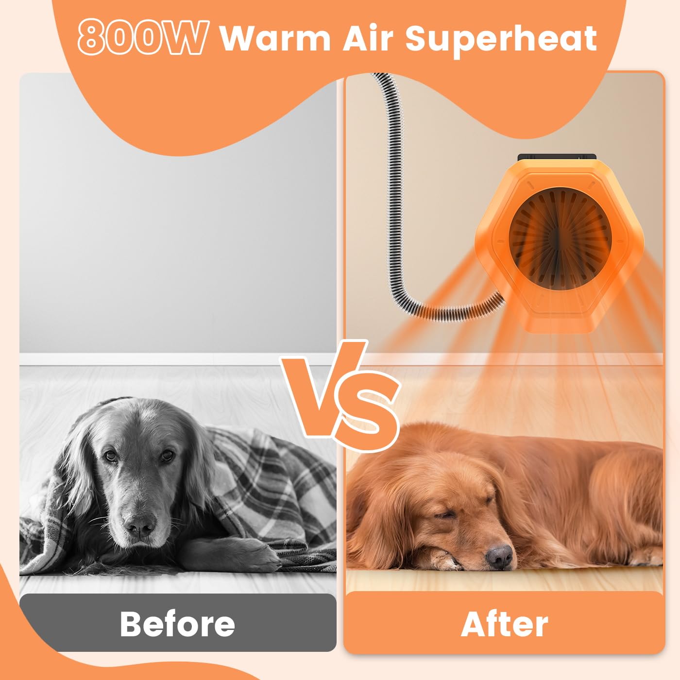 UFRYO 800W Dog House Heater, Wall Mount, 10ft Anti Bite Cord, Waterproof Control, Outdoor Pet Heater Warmer for Chicken Coop Kennel Barn Cat Cage Rabbit Livestock (800, Watts)