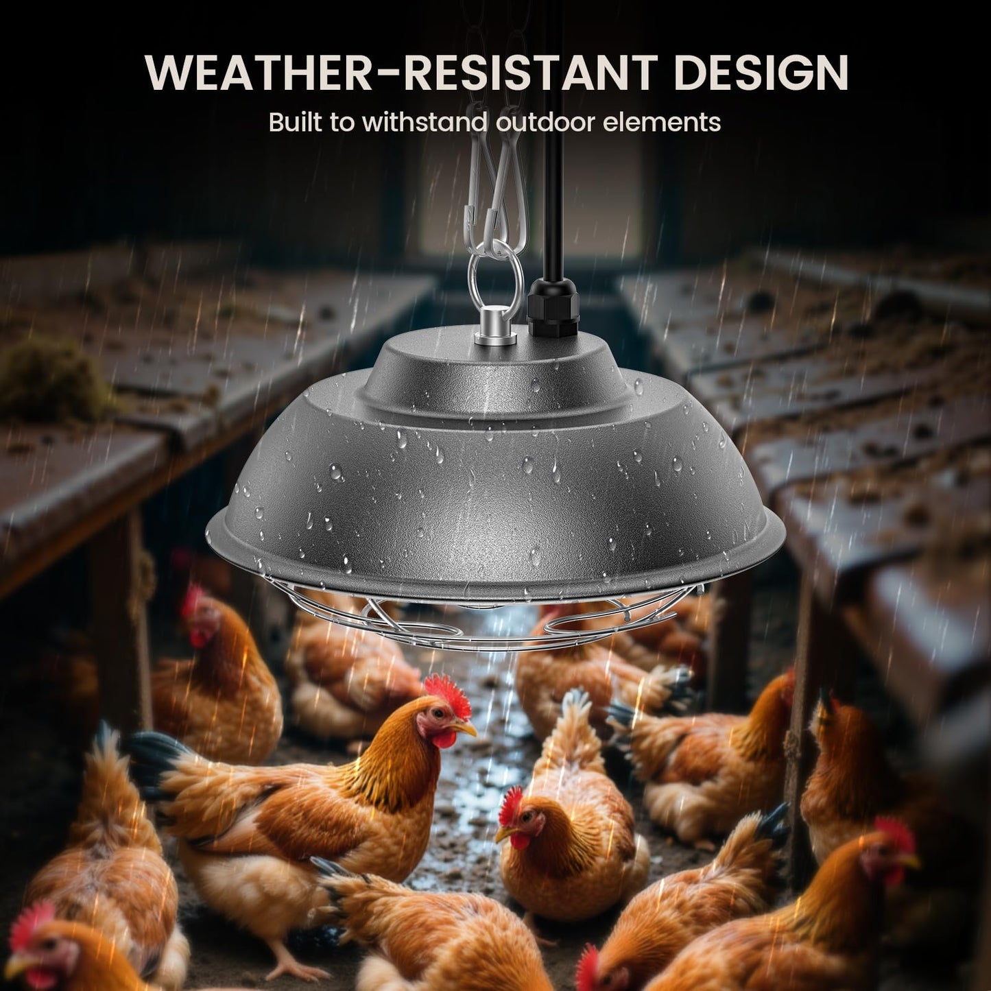 350 Watt Heat Lamp for Chickens - Chtoocy Chicken Coop Heater with Carbon Fiber Bulb, UL Passed Heating Plate & Chicken Heat Lamp with 2 Temperature Adjustable (175/350W) for Chicks, Ducks and Pets