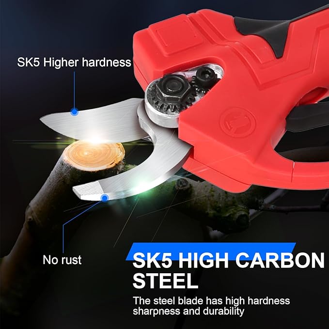 Electric Pruning Shears, 40mm/1.57" Cutting Diameter Cordless Tree Pruner with 2PCS 2000mAh Enhanced Batteries & Replacement Blade Set, Upgraded 21V Gardening Pruner for Tree Branch Grass Trimming
