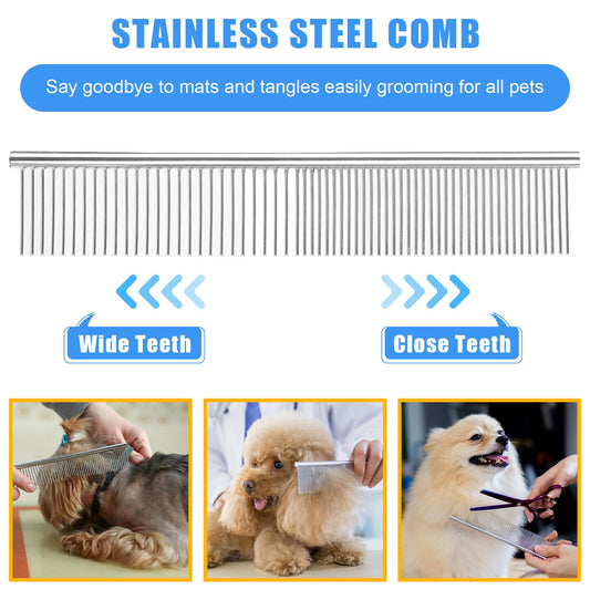 Complete Pet Grooming Solution by Dog - 9PCS Kit with Slicker Brush, Deshedding Tool, and Grooming Comb for All Breeds and Sizes, Promotes Healthy Skin and Coat