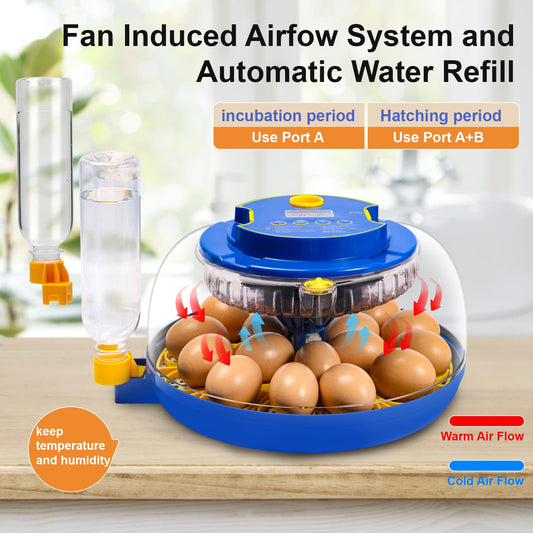 18 Egg Incubators for Hatching Eggs，360°Airflow Circulation System Incubator with Automatic Egg Turner and Humidity Control，Incubator for Chicken Eggs for Hatching Chicken Duck Goose Quail Turkey