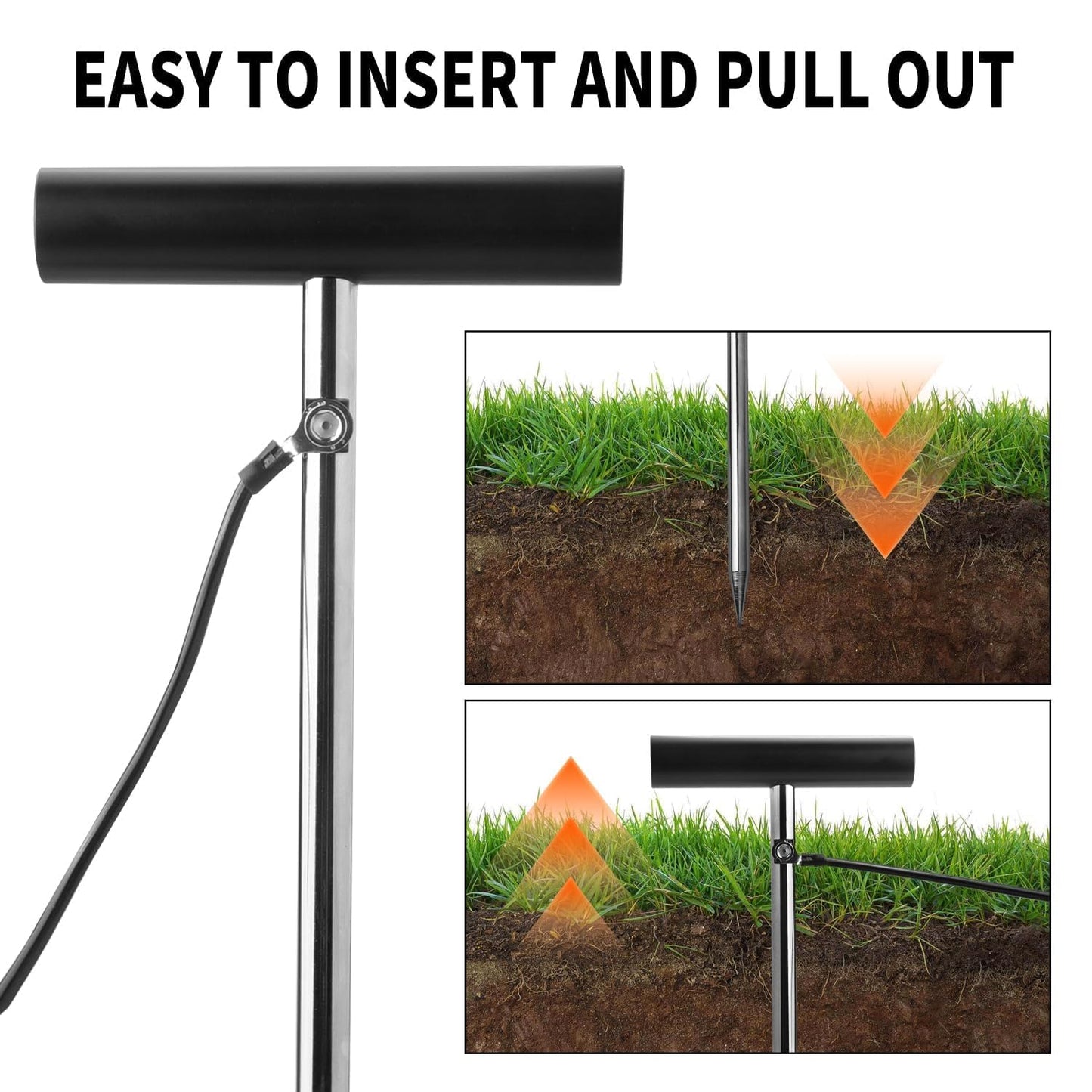 YSLDSKER 24-Inch Extended Solar Electric Fence Grounding Rod with Alligator Clip Lead Wire – for Fence Energizer, Solar Charger & Generator Fence Systems