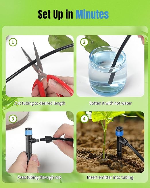 Pawfly 30 Pcs Drip Irrigation Emitters, Drip Emitters for 1/4" Drip Irrigation Tubing, Sprinkler Heads with Adjustable 360 Degree Water Flow, Garden Drippers for Plants Watering System