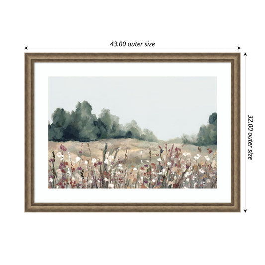 Amanti Art Framed Wall Art Print 32x43 Muted Meadows by Hannah Dawson, Landscapes Wall Art, Rustic Farmhouse Decor, X-Large Poster Painting Artwork for Living Room, Bedroom, Bathroom, Kitchen, Office