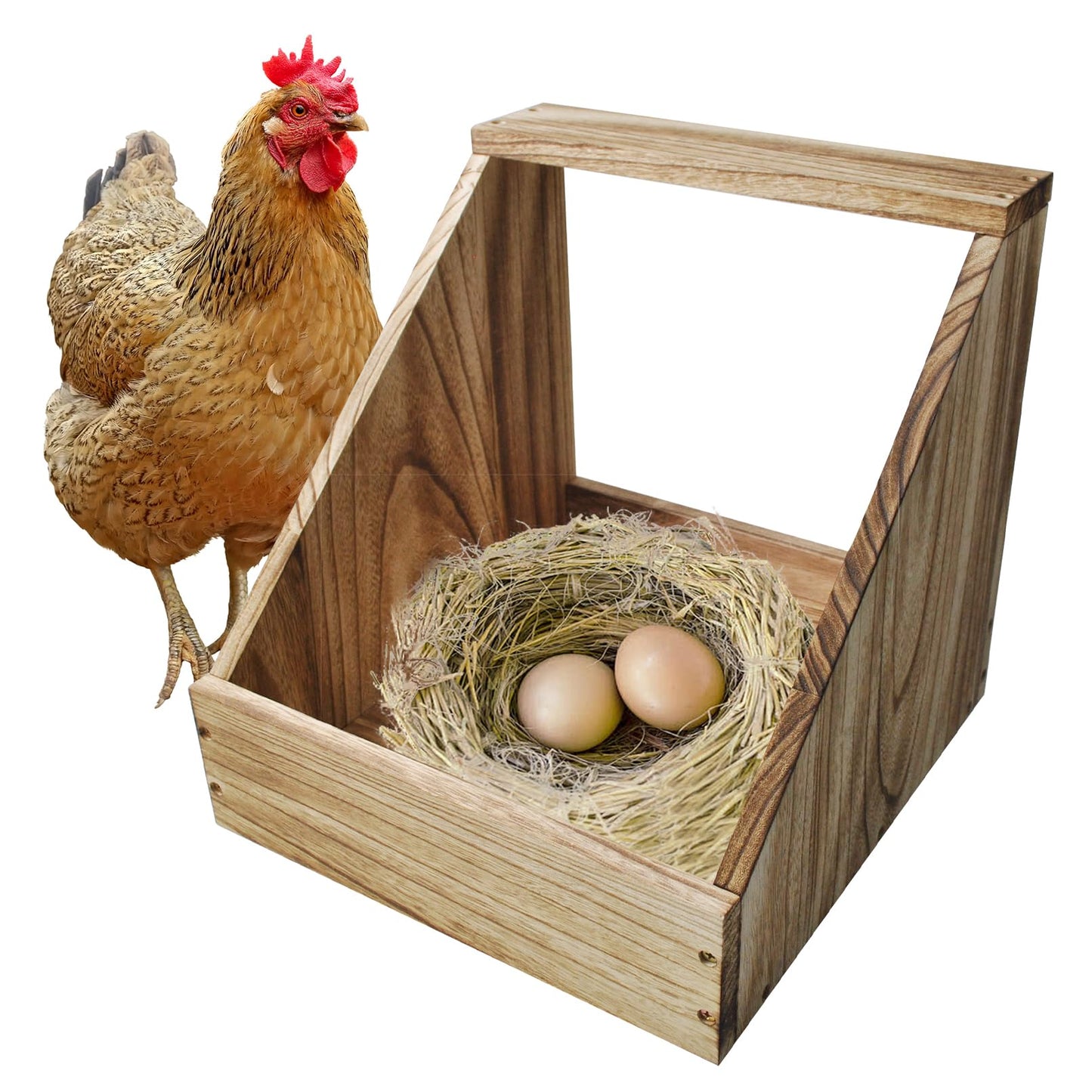 MUYG Chicken Nesting Box,Wooden Single Compartment Chicken Nesting Boxes Chicken Coop Accessories Easy Assembly Hen Nest Boxes Large Duty Laying Nest Box for Chickens Hens Ducks Poultry