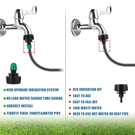 Misting Cooling System Greenhouse Misting System Automatic Garden Watering System Lock Barbed Drip Irrigation System with 1/4 inch Irrigation Tubing Mister for Patio Greenhouse Garden,Lawn.
