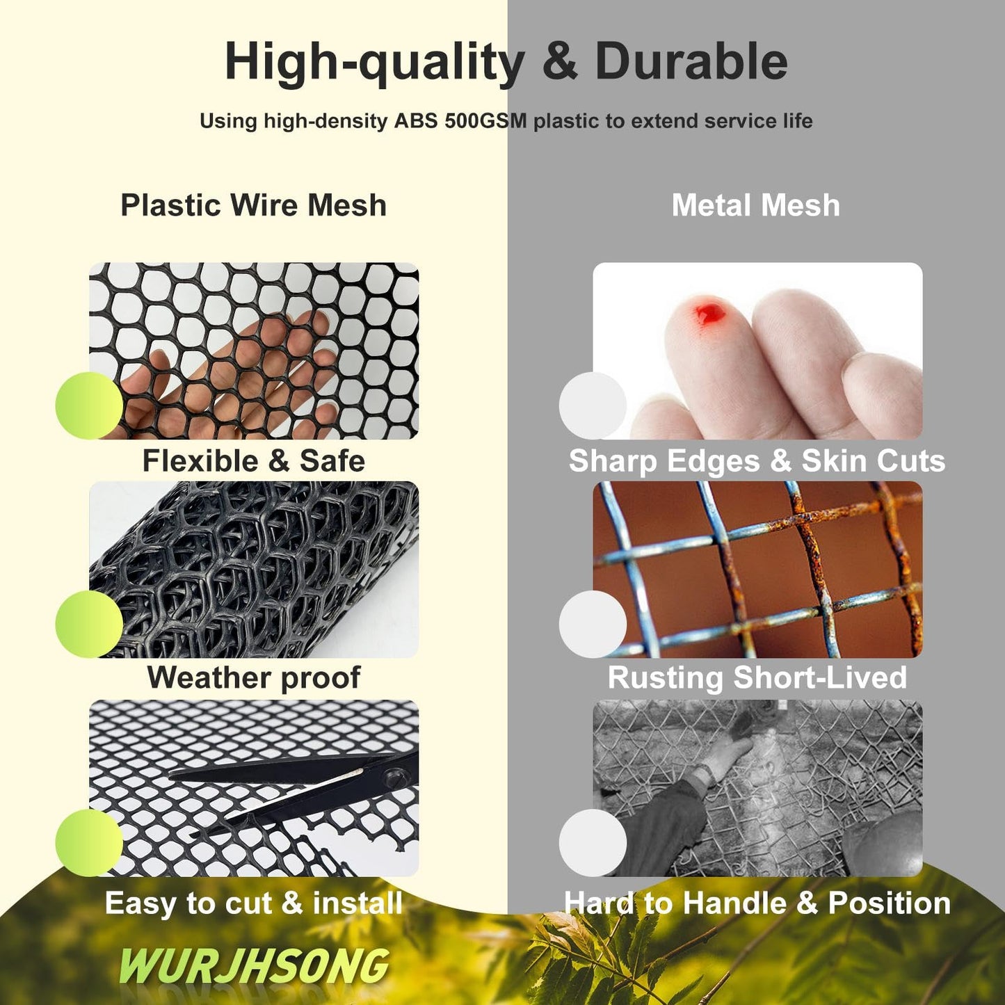 Plastic Wire Mesh Fence 16in x 10Ft Plastic Chicken Wire Mesh for Poultry, Dogs, Rabbit, Snake Barrier & Gardening Versatile Plastic Fencing (16in x 10Ft, Black)