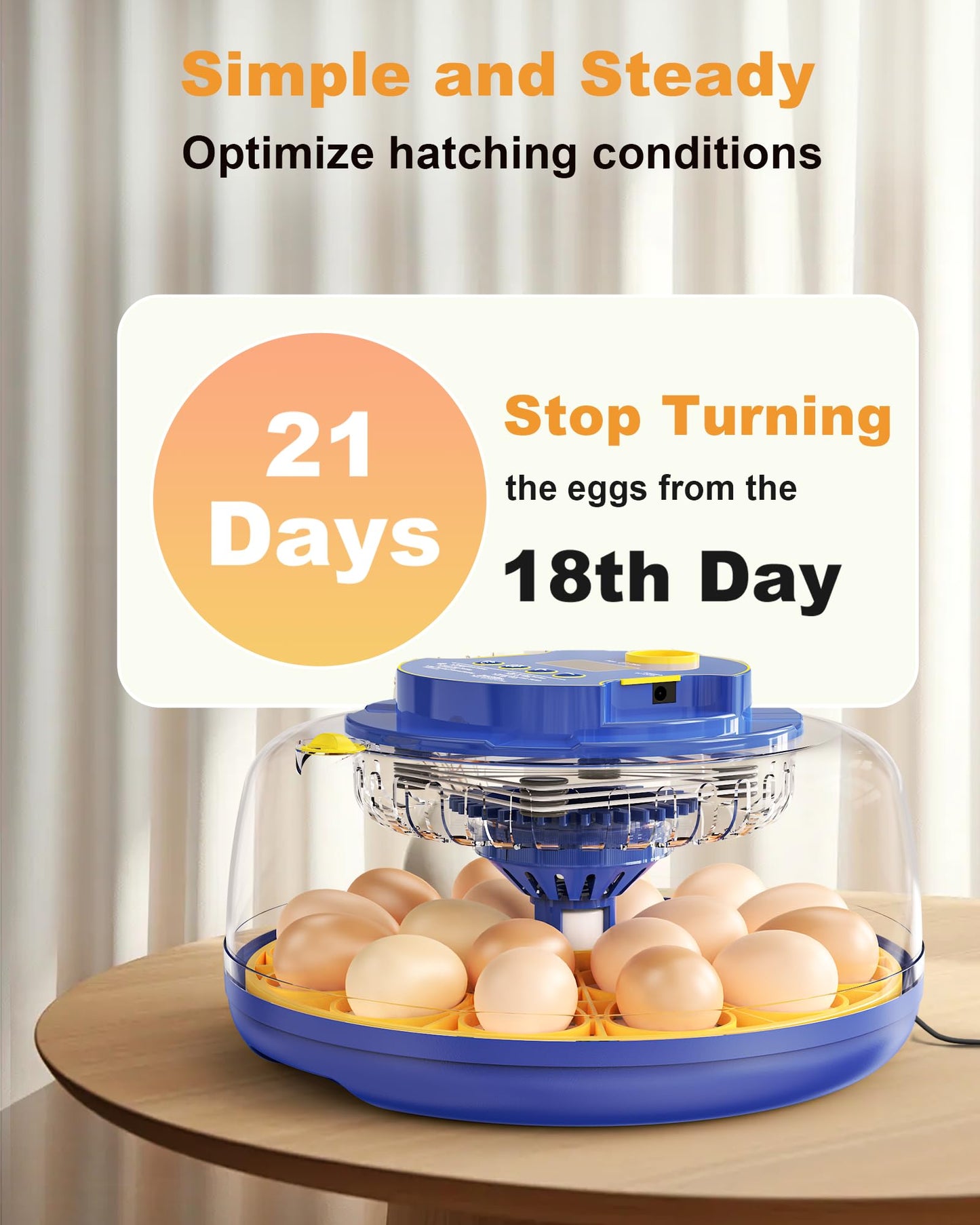 18 Chicken Egg Incubators for Hatching Eggs: Egg Incubator with Automatic Egg Turning and Humidity Control - Egg Candler - Temperature & Humidity Display - Used to Hatch Quail, Chicken, Duck and Goose